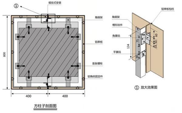 氟碳铝单板安装结构图